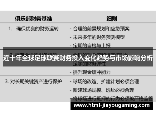 近十年全球足球联赛财务投入变化趋势与市场影响分析